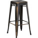 Lancaster Table & Seating Alloy Series Distressed Copper Stackable Metal Indoor / Outdoor Industrial Barstool with Drain Hole Seat Main Thumbnail 3