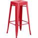 Lancaster Table & Seating Alloy Series Red Stackable Metal Indoor / Outdoor Industrial Barstool with Drain Hole Seat Main Thumbnail 3