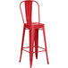 Lancaster Table & Seating Alloy Series Red Metal Indoor / Outdoor Industrial Cafe Barstool with Vertical Slat Back and Drain Hole Seat Main Thumbnail 3