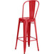 Lancaster Table & Seating Alloy Series Red Metal Indoor / Outdoor Industrial Cafe Barstool with Vertical Slat Back and Drain Hole Seat Main Thumbnail 4