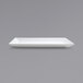 A Front of the House bright white rectangular porcelain plate on a gray background.