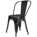 Lancaster Table & Seating Alloy Series Black Metal Indoor / Outdoor Industrial Cafe Chair with Vertical Slat Back and Drain Hole Seat Main Thumbnail 4
