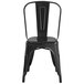 Lancaster Table & Seating Alloy Series Black Metal Indoor / Outdoor Industrial Cafe Chair with Vertical Slat Back and Drain Hole Seat Main Thumbnail 5