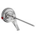A stainless steel Choice deep fry and candy thermometer with a red handle.