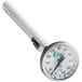 A white round Choice pocket probe dial thermometer with a white handle.