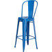 Lancaster Table & Seating Alloy Series Blue Metal Indoor / Outdoor Industrial Cafe Barstool with Vertical Slat Back and Drain Hole Seat Main Thumbnail 4