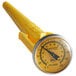 A yellow AvaTemp pocket probe thermometer with a round dial and metal handle.