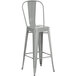 Lancaster Table & Seating Alloy Series Silver Metal Indoor / Outdoor Industrial Cafe Barstool with Vertical Slat Back and Drain Hole Seat Main Thumbnail 3