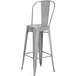 Lancaster Table & Seating Alloy Series Silver Metal Indoor / Outdoor Industrial Cafe Barstool with Vertical Slat Back and Drain Hole Seat Main Thumbnail 4