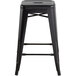 Lancaster Table & Seating Alloy Series Black Stackable Metal Indoor / Outdoor Industrial Cafe Counter Height Stool with Drain Hole Seat Main Thumbnail 4