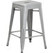 Lancaster Table & Seating Alloy Series Silver Stackable Metal Indoor / Outdoor Industrial Cafe Counter Height Stool with Drain Hole Seat Main Thumbnail 3