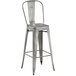Lancaster Table & Seating Alloy Series Clear Coat Metal Indoor Industrial Cafe Barstool with Vertical Slat Back and Drain Hole Seat Main Thumbnail 1
