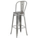 Lancaster Table & Seating Alloy Series Clear Coat Metal Indoor Industrial Cafe Barstool with Vertical Slat Back and Drain Hole Seat Main Thumbnail 3