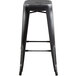 Lancaster Table & Seating Alloy Series Distressed Black Stackable Metal Indoor / Outdoor Industrial Barstool with Drain Hole Seat Main Thumbnail 4