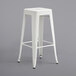 Lancaster Table & Seating Alloy Series White Stackable Metal Indoor / Outdoor Industrial Barstool with Drain Hole Seat Main Thumbnail 3