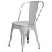 Lancaster Table & Seating Alloy Series Silver Metal Indoor / Outdoor Industrial Cafe Chair with Vertical Slat Back and Drain Hole Seat Main Thumbnail 4