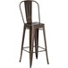 Lancaster Table & Seating Alloy Series Copper Metal Indoor / Outdoor Industrial Cafe Barstool with Vertical Slat Back and Drain Hole Seat Main Thumbnail 3