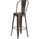 Lancaster Table & Seating Alloy Series Copper Metal Indoor / Outdoor Industrial Cafe Barstool with Vertical Slat Back and Drain Hole Seat Main Thumbnail 4