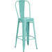 Lancaster Table & Seating Alloy Series Seafoam Metal Indoor / Outdoor Industrial Cafe Barstool with Vertical Slat Back and Drain Hole Seat Main Thumbnail 3