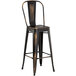 Lancaster Table & Seating Alloy Series Distressed Copper Metal Indoor / Outdoor Industrial Cafe Barstool with Vertical Slat Back and Drain Hole Seat Main Thumbnail 3