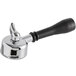 A silver and black Estella Caffe single spout portafilter handle.