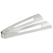 A pair of silver Vollrath stainless steel bread and pastry tongs with holes in the ends.