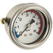 A close up of an Estella Caffe steam pressure gauge with a white face.