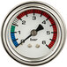 A Estella Caffe steam pressure gauge for ECEM series espresso machines with a black, red, and blue dial.