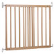 A beechwood BabyDan safety gate with metal rods.