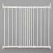A white L.A. Baby metal angle mount safety gate with bars.