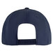 A navy blue 5-panel baseball cap with a white logo on the front.