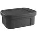 A black plastic Vollrath food pan carrier with a lid.