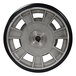 A close-up of a Magliner 10" center wheel with black and silver spokes.