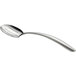 A Tablecraft Dalton II stainless steel slotted serving spoon with a curved handle.