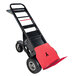 A black and red Magliner hand truck with a red handle and a Quick-Attach front plate.