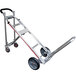 A silver Magliner hand truck with black wheels.