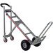 A silver Magliner hand truck with black pneumatic wheels.