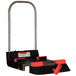 A black and red Magliner LiftPlus work bench with a metal handle.