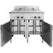 A large stainless steel Vulcan Versatile Chef Station with two doors.