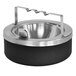 A black and silver Ex-Cell Kaiser tabletop ashtray with a flip top and bridge handle.