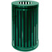 A green metal Ex-Cell Kaiser Streetscape outdoor trash receptacle.