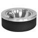 A black Ex-Cell Kaiser tabletop ashtray with a metal lid open over a metal bowl.