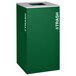 A green rectangular Ex-Cell Kaiser trash receptacle with white text reading "Trash" on the front.