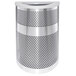 A silver stainless steel Ex-Cell Kaiser waste receptacle with a platinum lid.