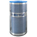 A silver stainless steel Ex-Cell Kaiser recycling bin with blue dots.