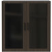A Safco Mirella display cabinet in Southern Tobacco with glass doors and a dark wood frame.
