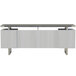 A Safco Mirella stone gray and white ash free-standing credenza with storage and file drawers.