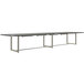 A Safco Mirella stone gray rectangular conference table with metal legs.