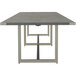 A Safco Mirella rectangular conference table with a stone grey top and metal base.