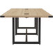 A Safco Mirella rectangular conference table with a wooden top and black legs.